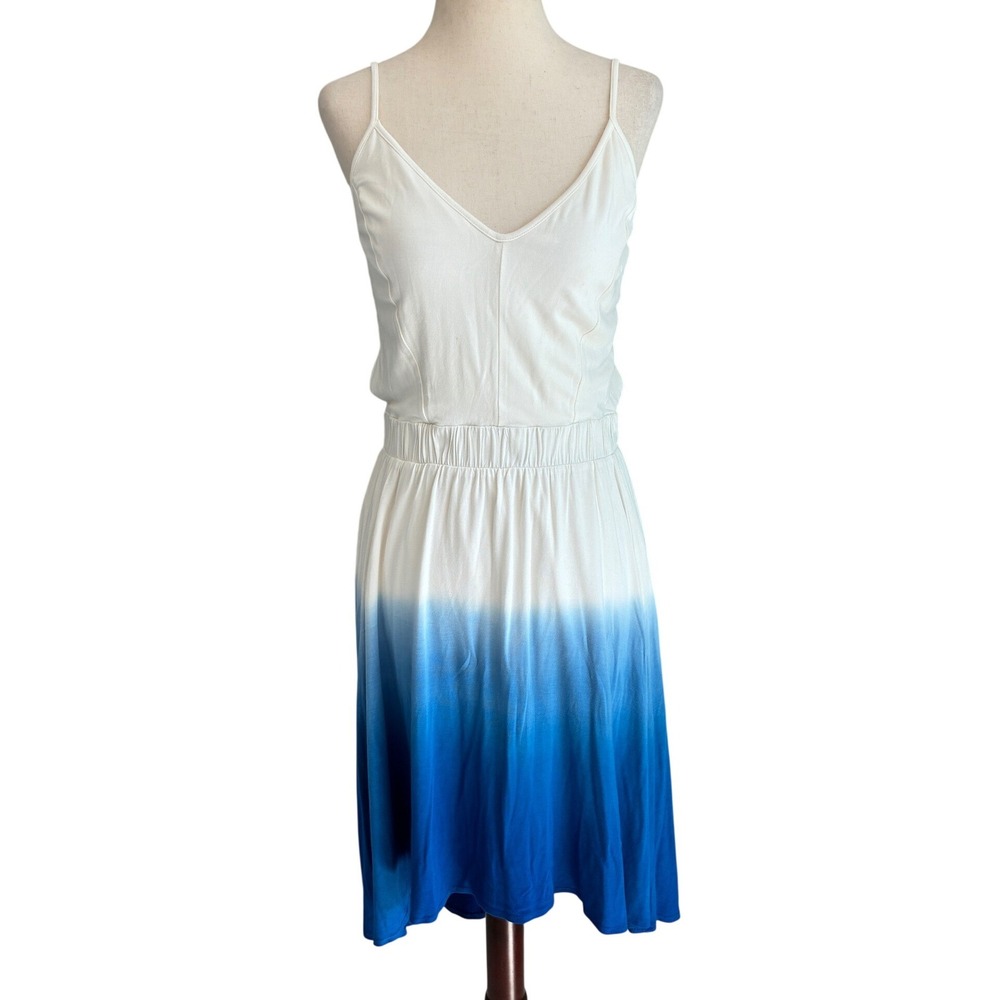 Bebe Womens White Blue Ombre Dip Dye Open Back Midi Dress Small SKU232739 - Picture 2 of 10